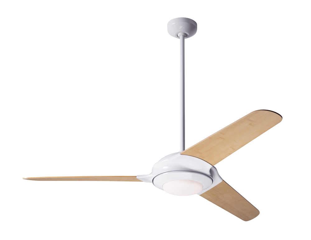 Flow Fan; Gloss White Finish; 52" Bamboo Blades; 20W LED; Fan Speed and Light Control (3-wire)