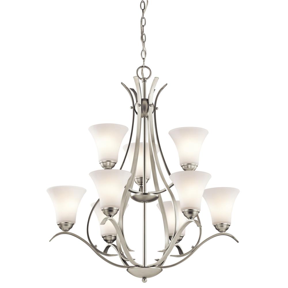 Keiran™ 9 Light Chandelier with LED Bulbs Brushed Nickel