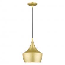 Livex Lighting 41186-33 - 1 Light Soft Gold Pendant with Polished Brass Finish Accents
