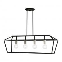 Livex Lighting 49437-04 - 4 Light Black with Brushed Nickel Accents Linear Chandelier
