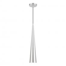 Livex Lighting 49631-66 - 1 Light Brushed Aluminum with Polished Chrome Accents Single Tall Pendant