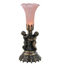 Meyda Blue 11015 - 13" High Pink Tiffany Pond Lily Twin Cherub Accent Lamp