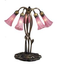 Meyda Blue 15925 - 17" High Pink Tiffany Pond Lily 5 Light Accent Lamp