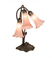 Meyda Blue 98715 - 16" High Pink Tiffany Pond Lily 3 Light Accent Lamp