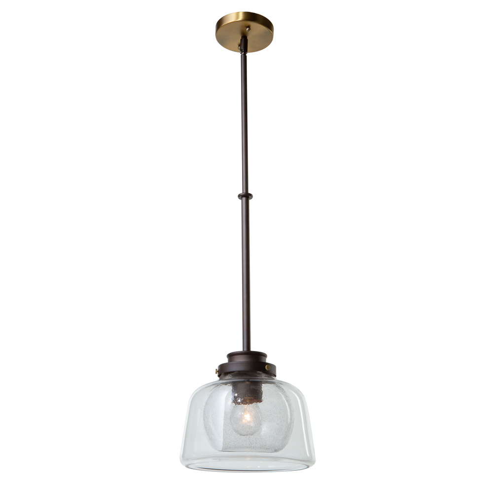 Single Clear Seeded Glass Pendant (Oil Rubbed Bronze & Brass)
