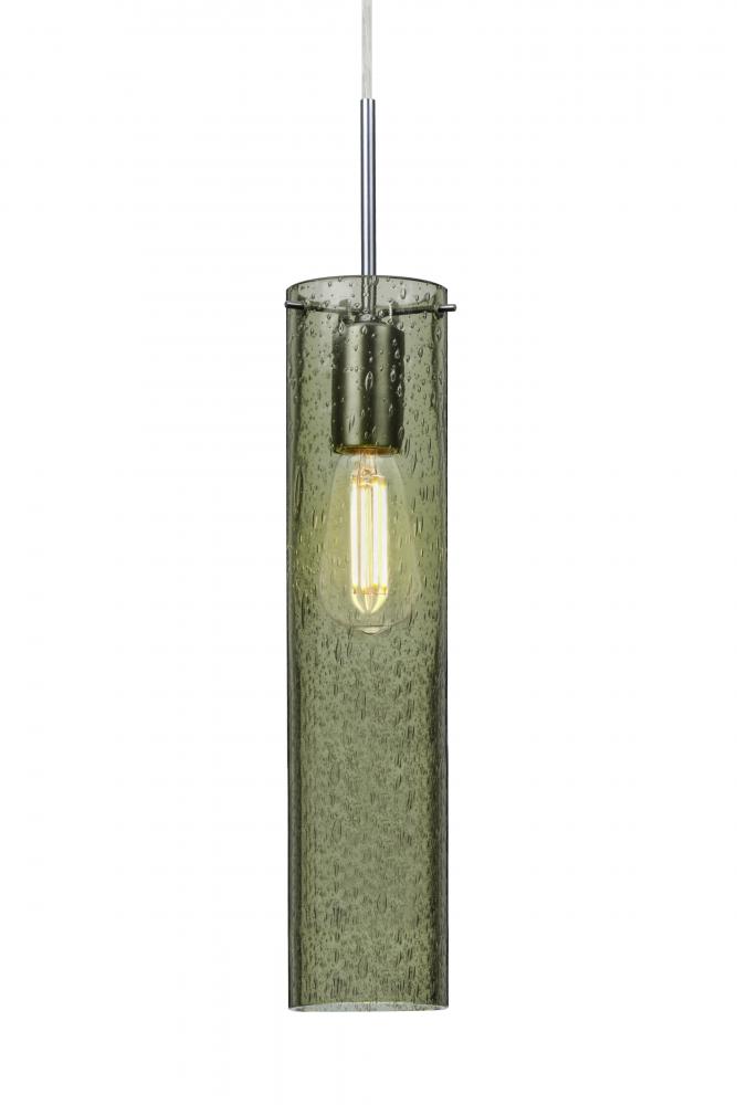 Besa, Juni 16 Cord Pendant, Moss Bubble, Satin Nickel, 1x4W LED Filament