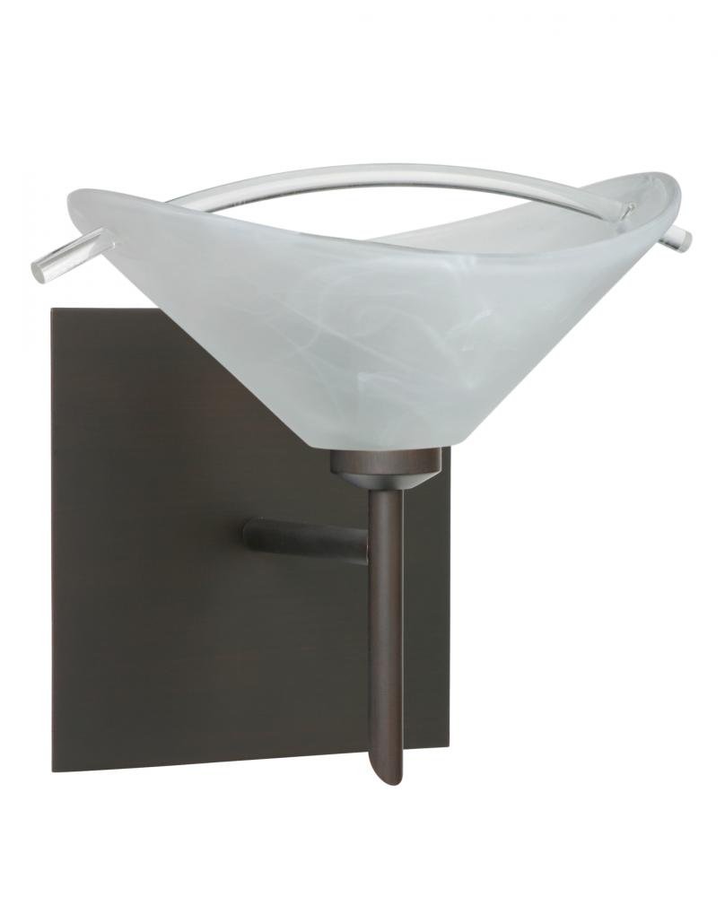 Besa Wall With SQ Canopy Hoppi Bronze Marble/Clear 1x3W LED