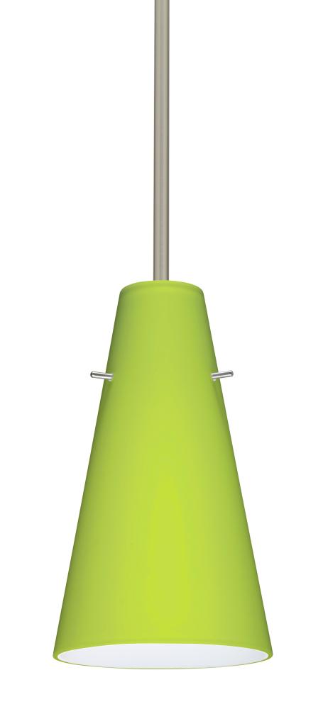 Besa Cierro Stem Pendant Satin Nickel Chartreuse 1x9W LED