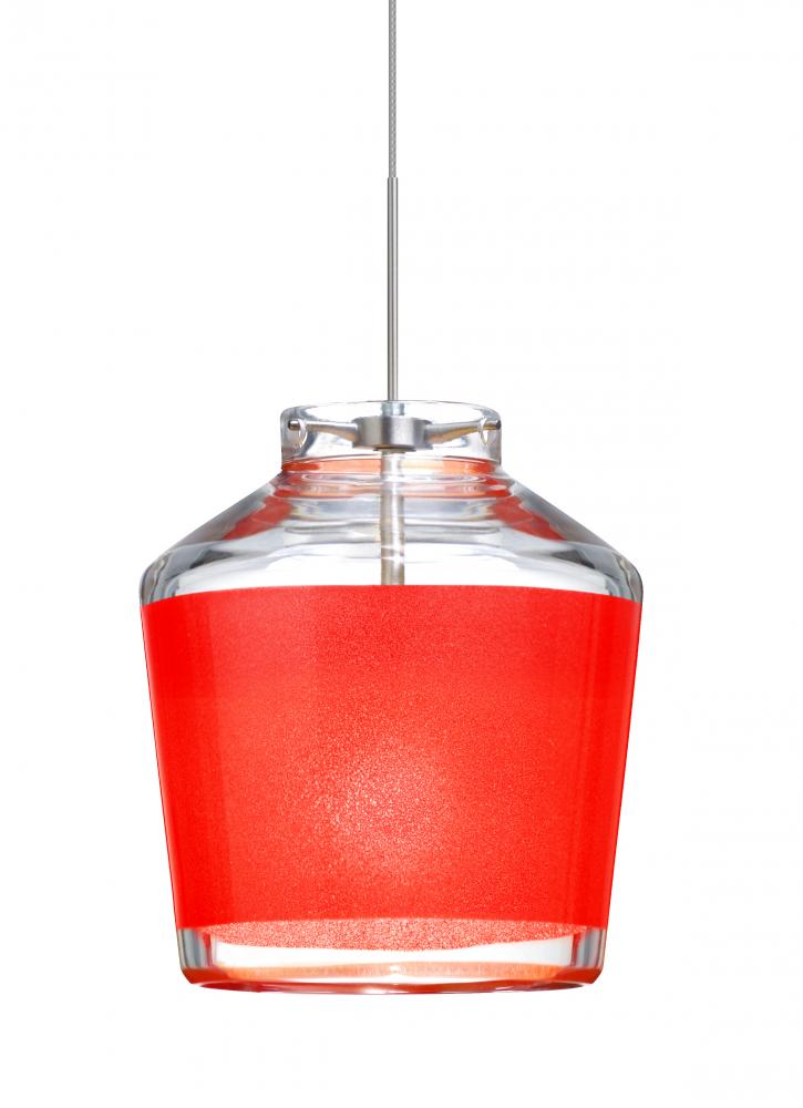 Besa Pendant Pica 6 Satin Nickel Red Sand 1x5W LED