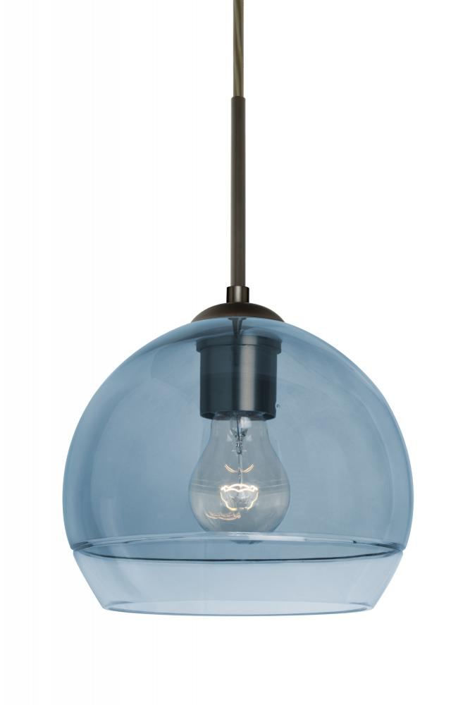 Besa, Ally 8 Cord Pendant For Multiport Canopy, Coral Blue/Clear, Bronze Finish, 1x60