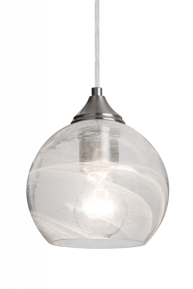 Besa, Jilly Cord Pendant For Multiport Canopy, Vapor Clear, Satin Nickel Finish, 1x60