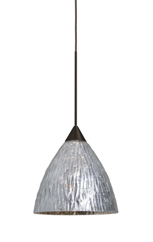 Besa, Eve Cord Pendant For Multiport Canopies, Stone Silver Foil, Bronze Finish, 1x50