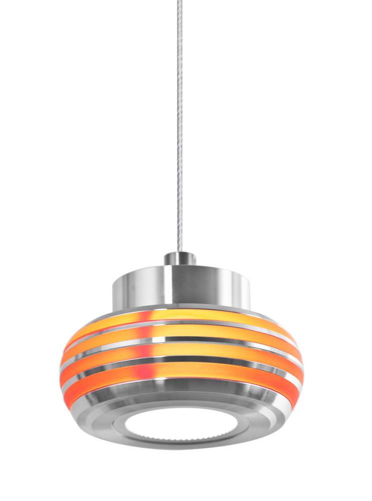 Besa, Flower Cord Pendant For Multiport Canopy, Amber/Amber, Satin Nickel Finish, 1x6W LED