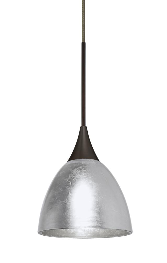 Besa Divi Pendant, Silver Foil, Bronze, 1x9W LED
