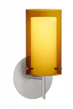 Besa Lighting 1SW-G44007-LED-SN - Besa Pahu 4 Wall 1SW Transparent Armagnac/Opal Satin Nickel 1x5W LED