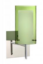 Besa Lighting 1SW-L44007-LED-CR-SQ - Besa Pahu 4 Wall With SQ Canopy 1SW Transparent Olive/Opal Chrome 1x5W LED