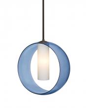 Besa Lighting 1TT-PLATOBL-BR - Besa, Plato Stem Pendant, Blue/Opal, Bronze Finish, 1x60W Medium Base