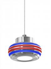 Besa Lighting 1XT-FLOW00-BLRD-LED-SN - Besa, Flower Cord Pendant, Blue/Red, Satin Nickel Finish, 1x6W LED