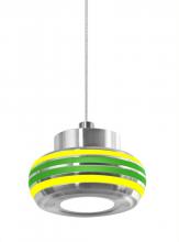 Besa Lighting 1XT-FLOW00-YLGR-LED-SN - Besa, Flower Cord Pendant, Yellow/Green, Satin Nickel Finish, 1x6W LED