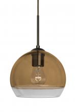 Besa Lighting J-ALLY8AM-BR - Besa, Ally 8 Cord Pendant For Multiport Canopy, Amber/Clear, Bronze Finish, 1x60W Med