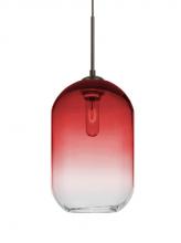 Besa Lighting J-OMEGA12RD-BR - Besa, Omega 12 Cord Pendant For Multiport Canopies,Red/Clear, Bronze Finish, 1x60W Me