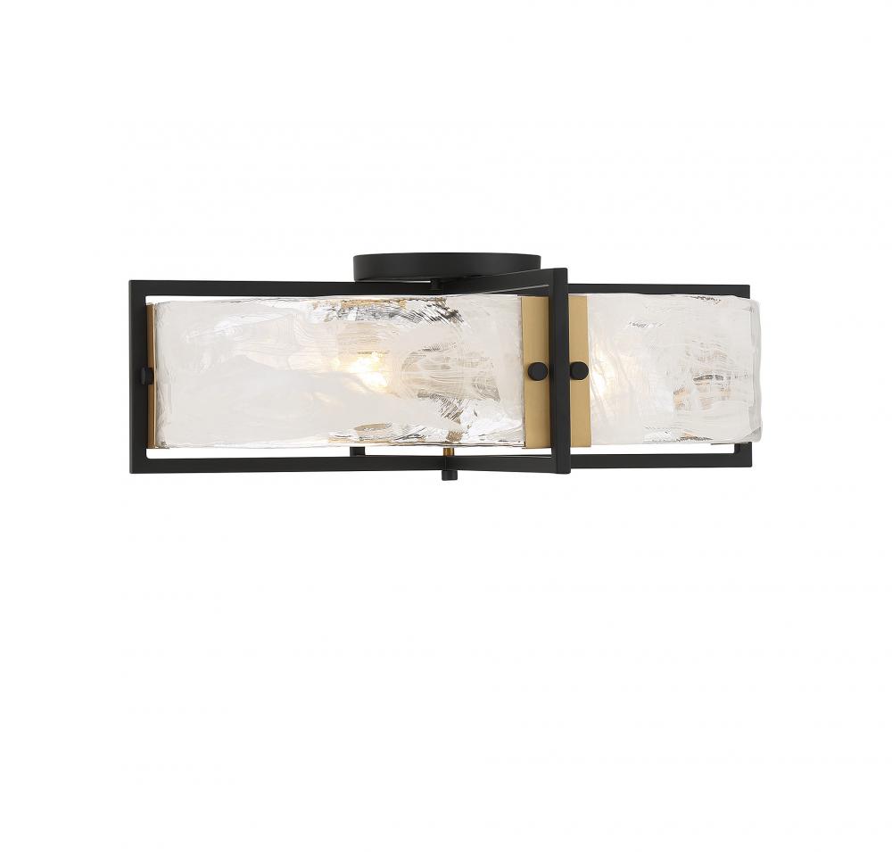 Hayward 4-Light Ceiling Light in Matte Black with Warm Brass Accents