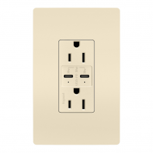 Legrand R26USBPDLA - radiant? 15A Tamper Resistant Ultra Fast PLUS Power Delivery USB Type C/C Outlet, Light Almond