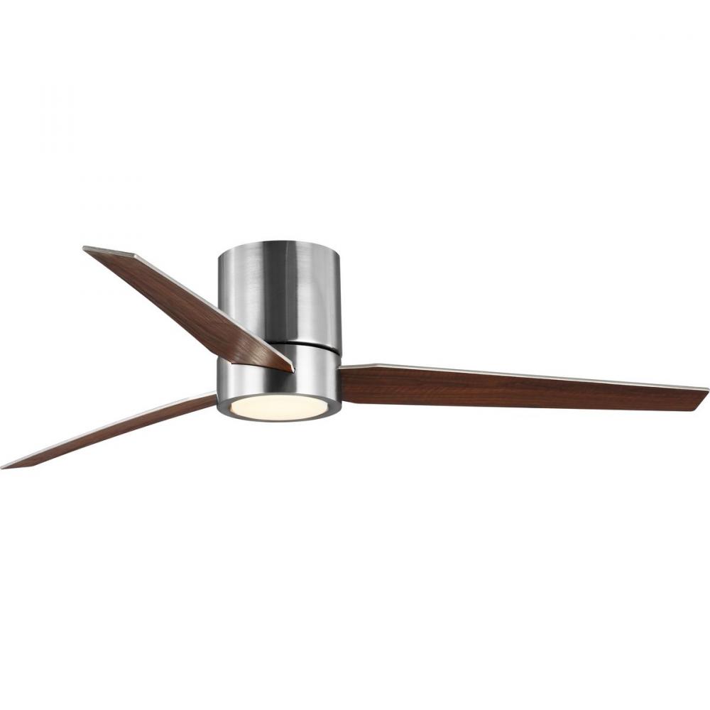 Braden 56" Integrated LED Indoor Satin White Mid-Century Modern Ceiling Fan with Light Kit and W
