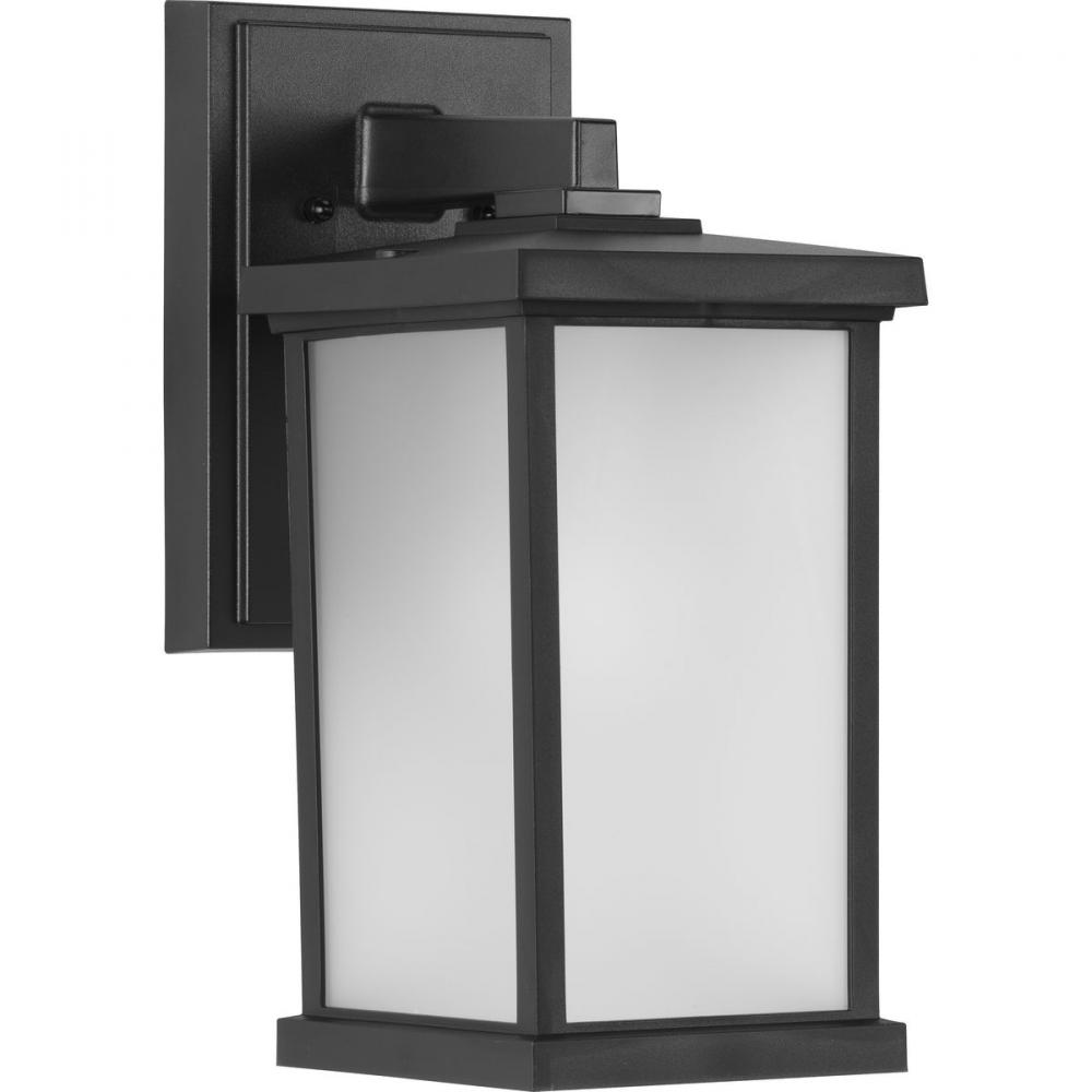 Trafford Non-Metallic Lantern Collection  One-Light Textured Black Frosted Shade Traditional Outdoor