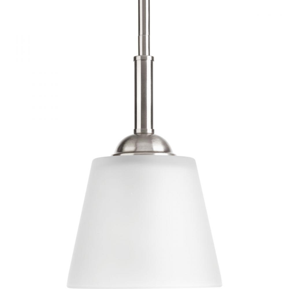 Arden Collection One-Light Brushed Nickel Etched Glass Farmhouse Mini-Pendant Light