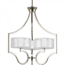 Progress P4644-104WB - Caress Collection Three-Light Polished Nickel Clear Water Glass Luxe Chandelier Light