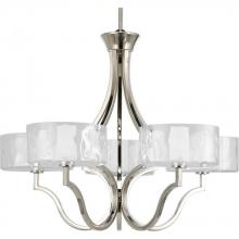 Progress P4645-104WB - Caress Collection Five-Light Polished Nickel Clear Water Glass Luxe Chandelier Light