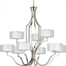 Progress P4646-104WB - Caress Collection Nine-Light Polished Nickel Clear Water Glass Luxe Chandelier Light