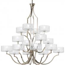Progress P4685-104WB - Caress Collection Sixteen-Light Polished Nickel Clear Water Glass Luxe Chandelier Light