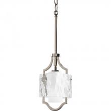 Progress P5044-104WB - Caress Collection One-Light Polished Nickel Clear Water Glass Luxe Mini-Pendant Light