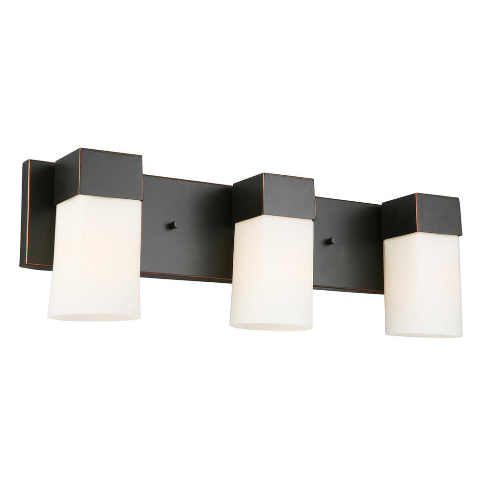 3x60W Bath Vanity Light With Oil Rubbed Bronze Finish & Frosted Glass