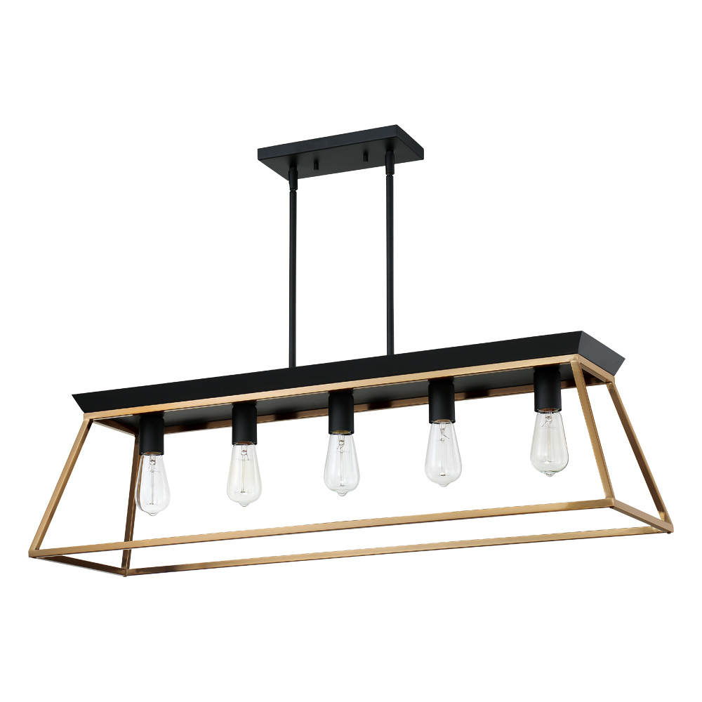 5x100W Mulit Light Pendant With Brushed Gold and Matte Black Finish