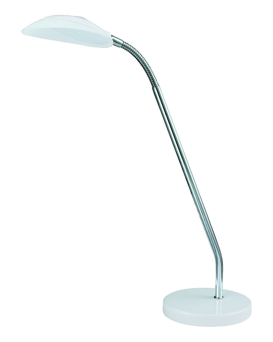 1x3W LED Table Lamp w/ White & Chrome Finish & White Glass
