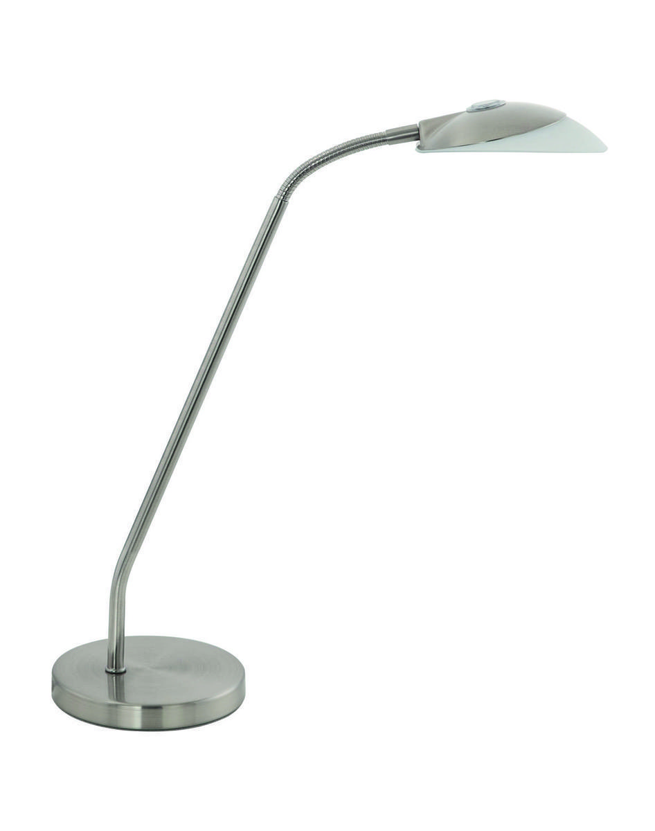 1x3W LED Table Lamp w/ Matte Nickel Finish & White Glass