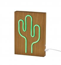 Adesso SL3721-12 - Wood Framed Neon Cactus Table/Wall Lamp