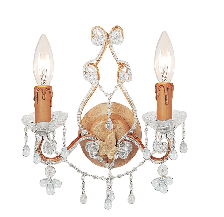 Paris Market 2 Light Clear Crystal Champagne Sconce