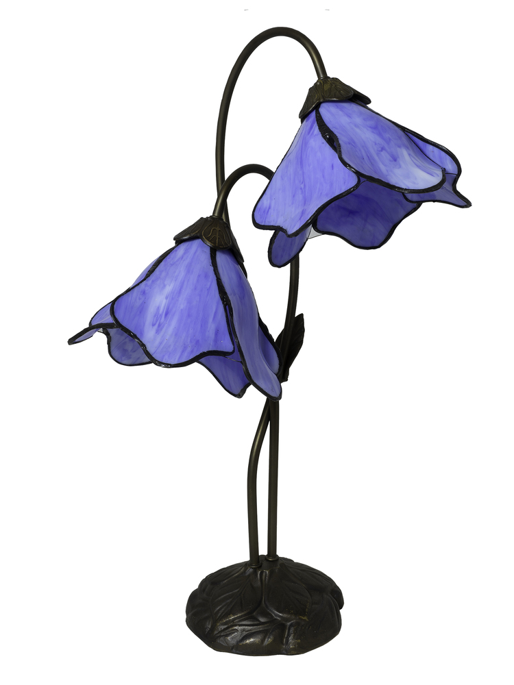 Poelking 2-Light Blue Lily Tiffany Table Lamp