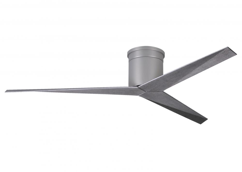 Eliza-H 3-blade ceiling mount paddle fan in Brushed Nickel finish with barn wood ABS blades.