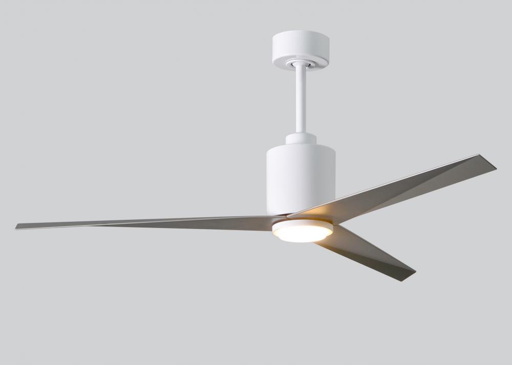 Eliza-LK Three Bladed Paddle Fan in Gloss White With Brushed Nickel Blades and Integrated