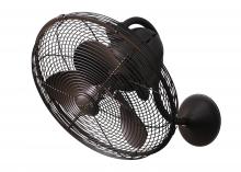 Matthews Fan Company LL-TB - Laura 90° oscillating 3-speed wall fan in textured bronzed finish.