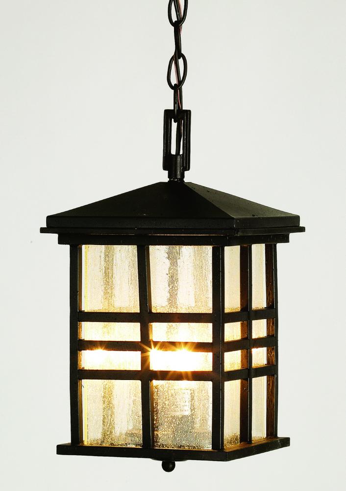 Huntington 2-Light Craftsman Inspired Seeded Glass Outdoor Hanging Pendant