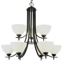 Trans Globe 8179 BN - Vitalian Collection Two-Tier, Metal and Glass Bell Shades, Chandelier With Chain