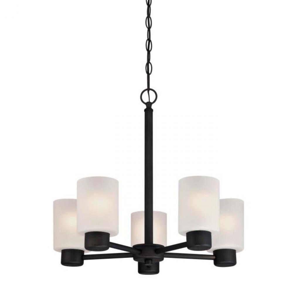 5 Light Chandelier Oil Rubbed Bronze Finish Frosted Glass