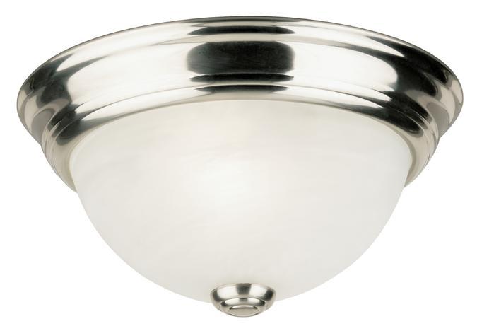 10 in. 1 Light Flush Brushed Nickel Finish Frosted White Alabaster Glass