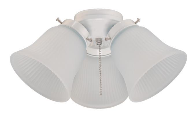 LED Cluster Ceiling Fan Light Kit White Finish Frosted Ribbed Glass